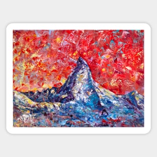 Mountain Matterhorn Under The Red Sky. Alps Sticker